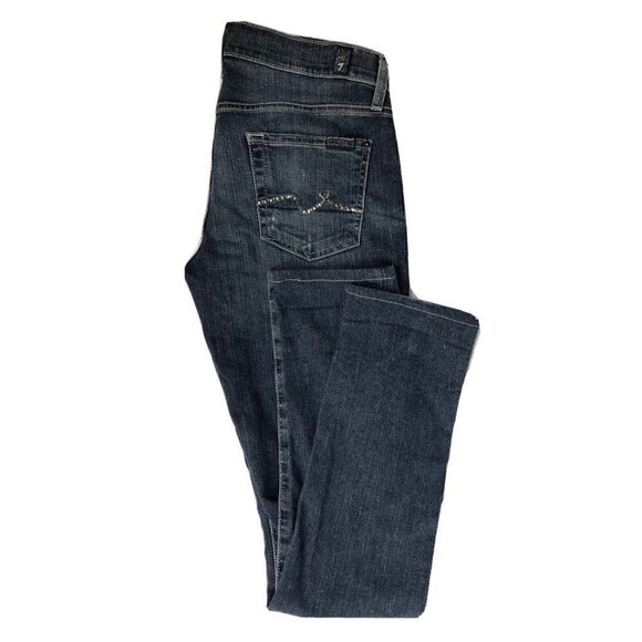 7 For All Mankind Denim - 7‎ For All Mankind Roxanne Womens 26x32 Blue Denim Jeans Skinny Stretch